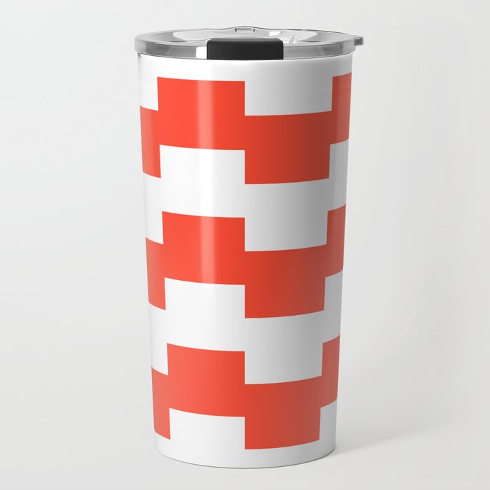 Cilla - Geometric Colorful Retro Stripes in Red Travel Mug