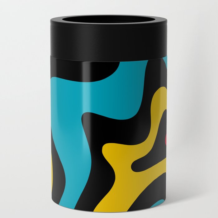 Retro Liquid Swirl Colorful 80s Abstract Pattern  Can Cooler