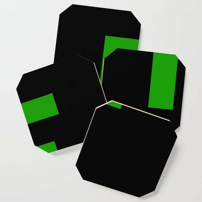 Letter F (Green & Black) Coaster