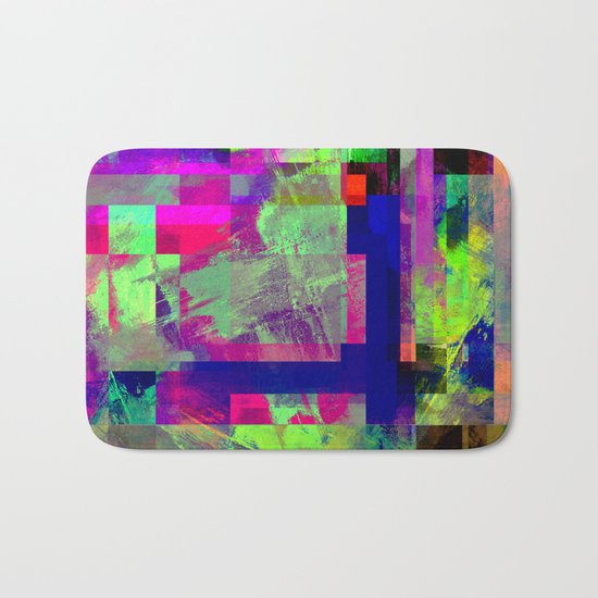 Pastel Geometry X - Abstract, goemetric, pastel coloured, textured artwork Bath Mat