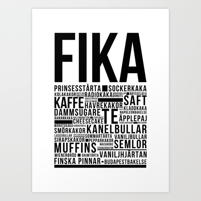 Fika Love definition bakery coffee Art Print