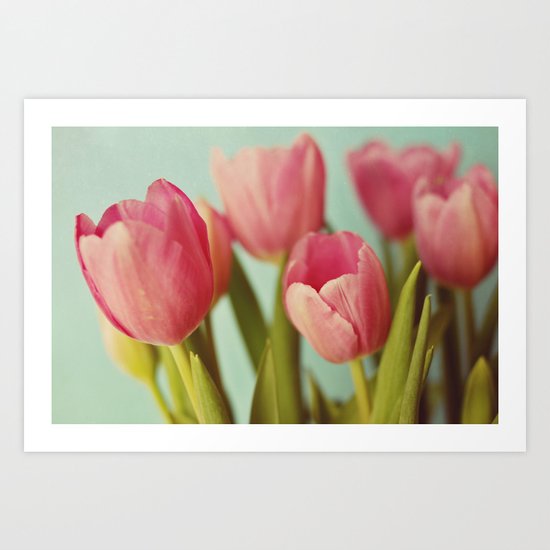 pink tulips Art Print