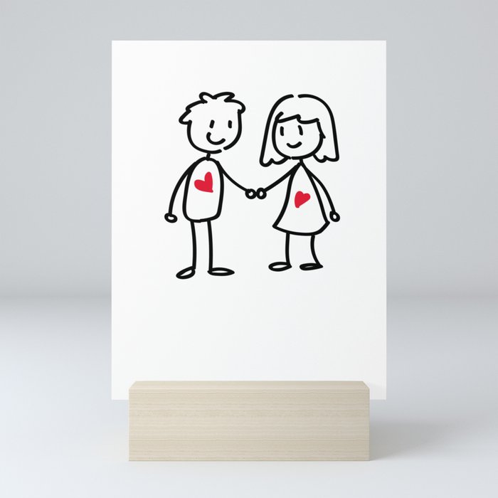 Couple in love gift cute stick figures Mini Art Print by benabten