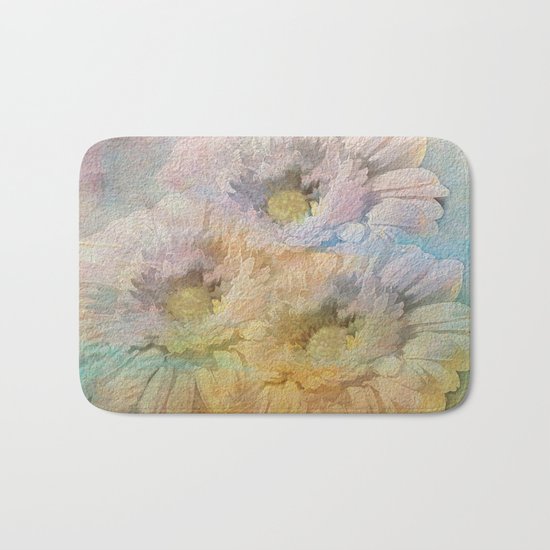 Soft Painted Rainbow Daisies Abstract Bath Mat