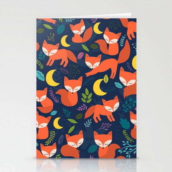 Red Foxes at Night Stationery Cards