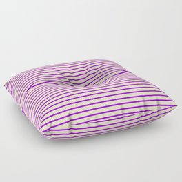 [ Thumbnail: Dark Violet & Bisque Colored Stripes/Lines Pattern Floor Pillow ]