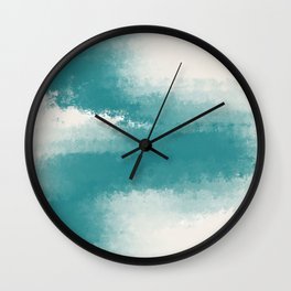 The Call of the Ocean 1 - Minimal Contemporary Abstract - White, Blue, Cyan Wall Clock