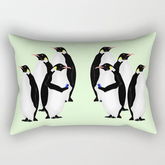 Penguin On A Mobile Device Rectangular Pillow