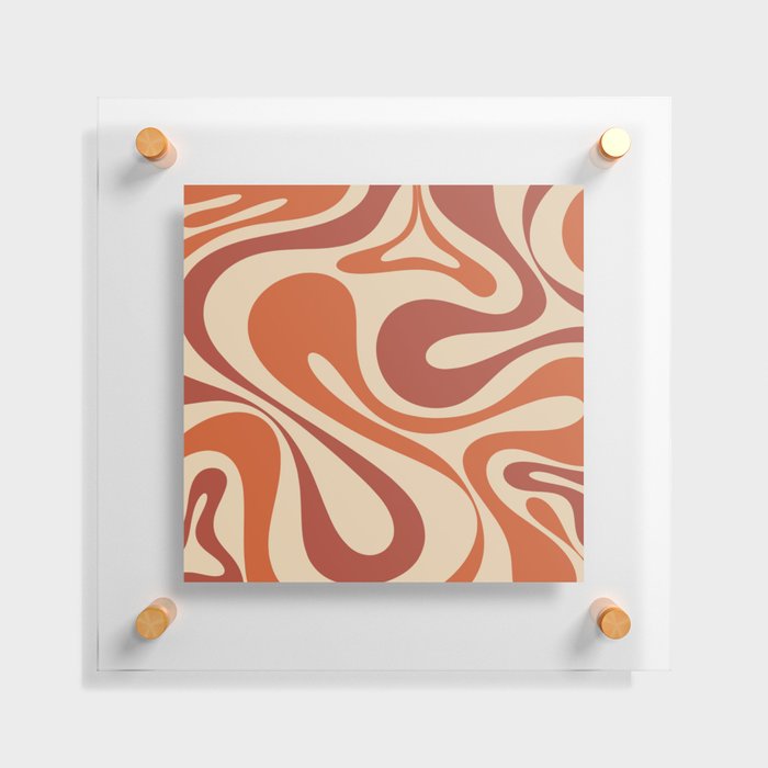 Mod Swirl Retro Abstract Pattern in Mid Mod Burnt Orange Rust Beige Floating Acrylic Print