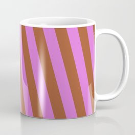 [ Thumbnail: Orchid and Sienna Colored Stripes/Lines Pattern Coffee Mug ]