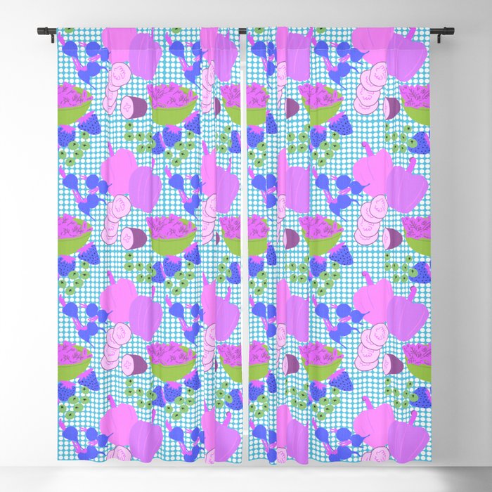 Retro Modern Spring Garden Salad Pink And Purple Blackout Curtain