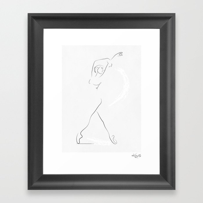 'REMINISCE', Dancer Line Drawing Framed Art Print