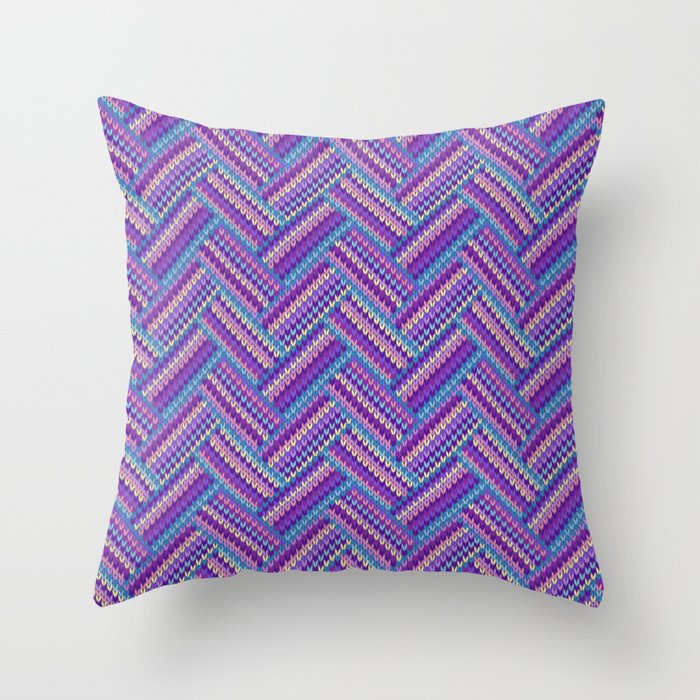 Knitted Textured Pattern Purple Throw Pillow