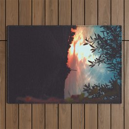 Landscape sunset photo blue sky with clouds Art Print Outdoor Rug