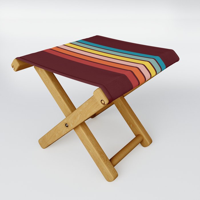 Darimba Classic 70s Vintage Style Retro Stripes Folding Stool by