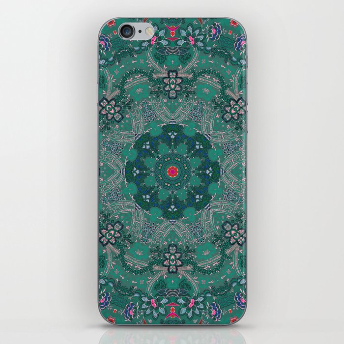 Green Moroccan Flowers Antique iPhone Skin