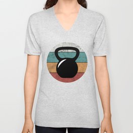 Kettlebell weight vintage color striped circle V Neck T Shirt