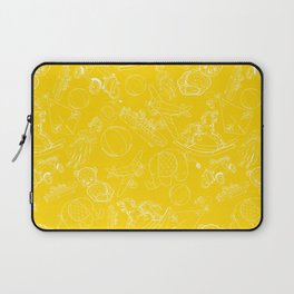 Yellow and White Toys Outline Pattern Laptop Sleeve
