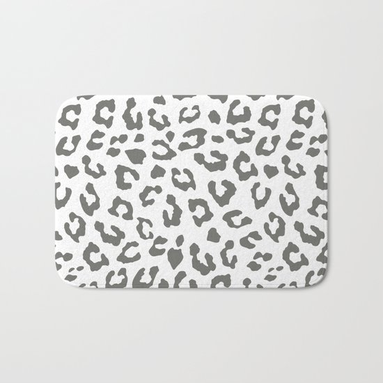 Safari Leopard Print - Grey & White Bath Mat