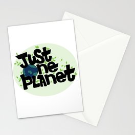 Just one Planet in lettering style. Climate change Stationery Card