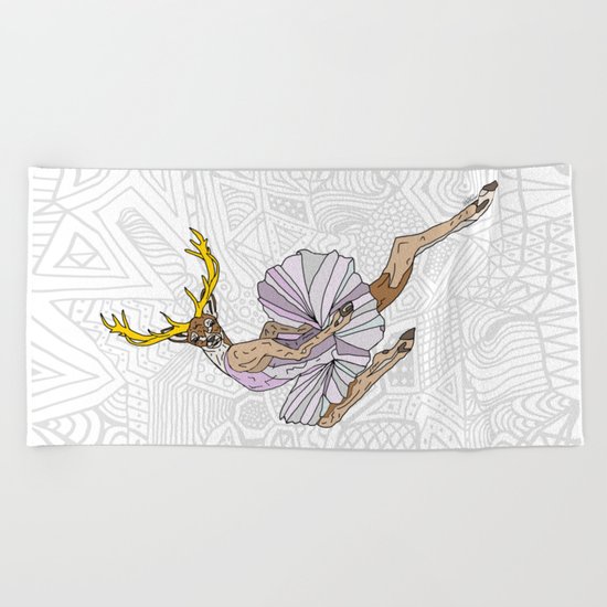 Reindeer Ballerina Tutu Beach Towel