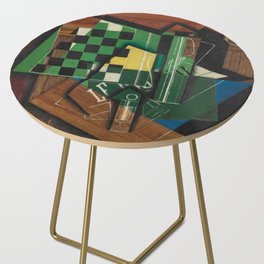 The Checkerboard Juan Gris - Cubism Art Reproduction Green And Brown Side Table