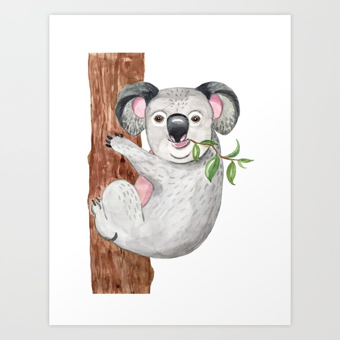 Cute Koala Bear Art Print Watercolor