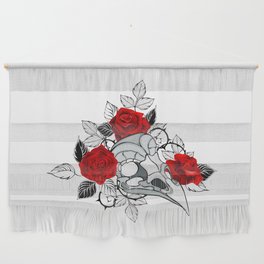 Bird Skull with Red Roses Wall Hanging