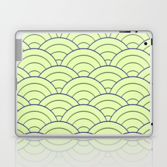 Green Very Peri Art Deco Minimal Arch Pattern Laptop & iPad Skin
