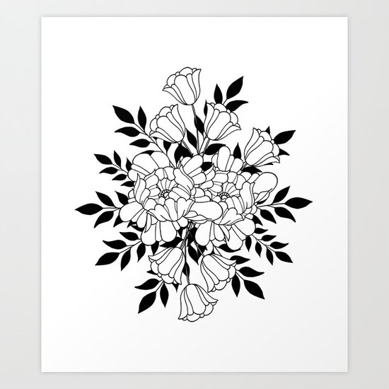 Hand drawn flowers Art Print