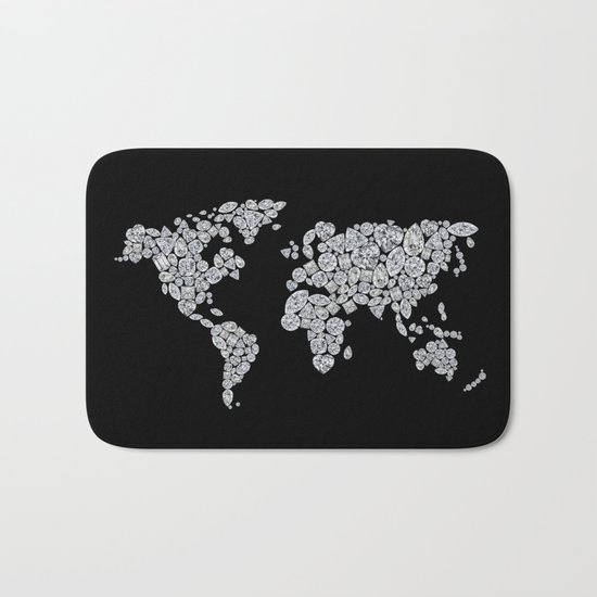 Diamonds World Map #4 Bath Mat