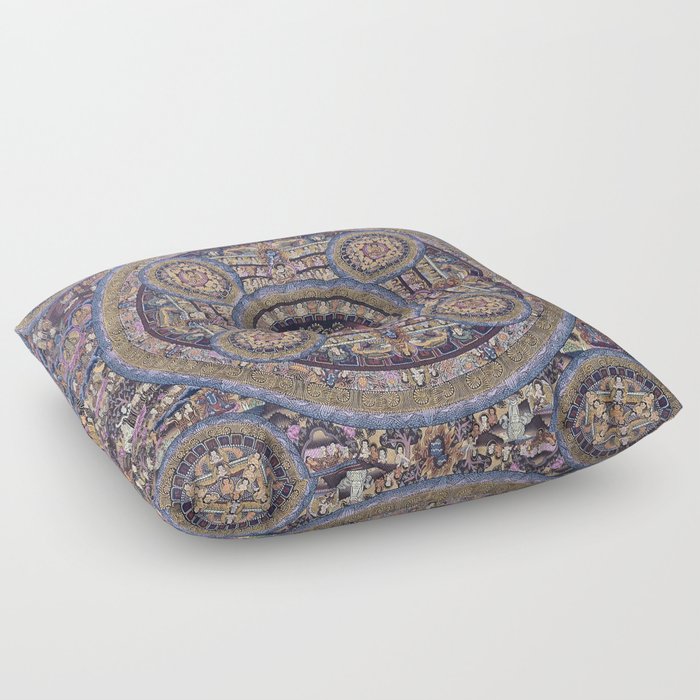 Buddhist Mandala of Five Circles Floor Pillow