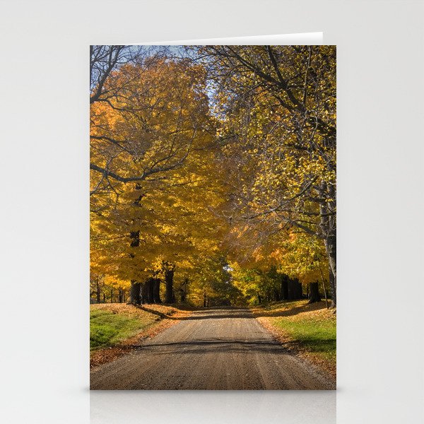 Rural country gravel road in Autumn Stationery Cards