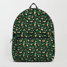Green Gold Leopard Pattern Backpack