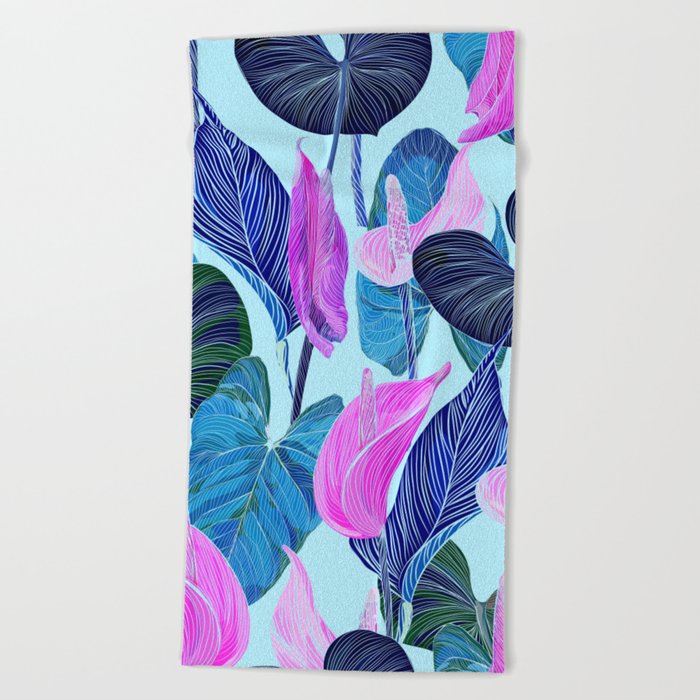 Lush Lily - cool brights Beach Towel