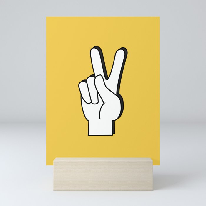 Peace Sign yellow Mini Art Print