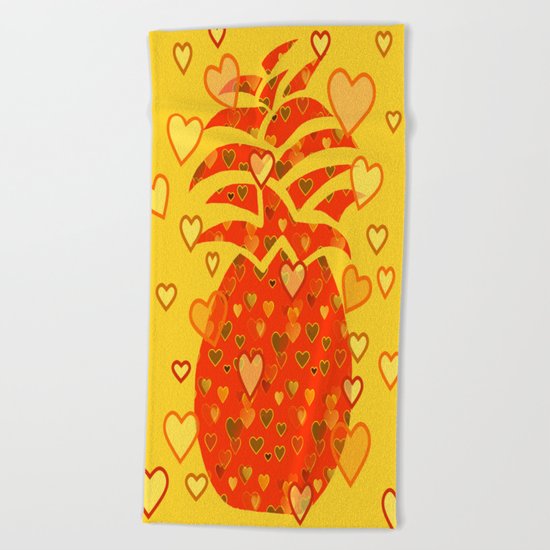 I Love Pineapple Beach Towel