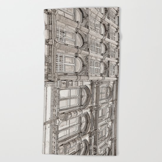 Facades - line art Beach Towel