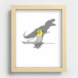 T-rex shadow - cockatiel Recessed Framed Print