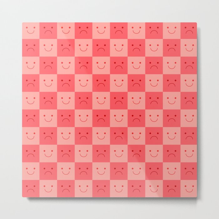 Plaid of Emotions pattern pink Metal Print