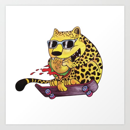 Skating Cheetah Art Print