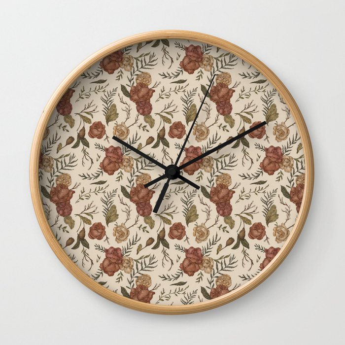 Antique Floral Pattern Wall Clock