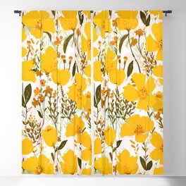 Yellow roaming wildflowers Blackout Curtain