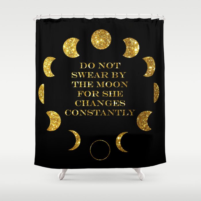 Moon Phases Gold Shower Curtain