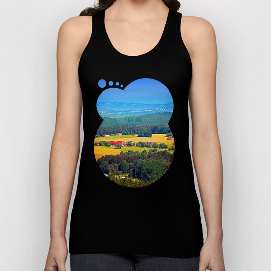 Summer scenery with lots of green and blue Unisex Tank Top