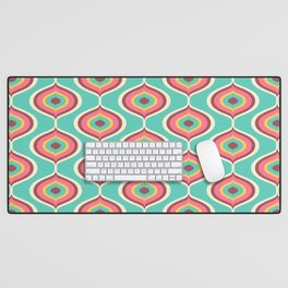 Ogee Lava Lamp Pattern - Turquoise and Pink Desk Mat