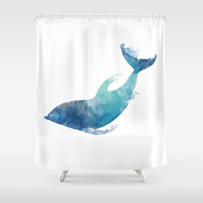 Dolphin Extra Long Shower Curtain Tropical Fish Polyester Fabric