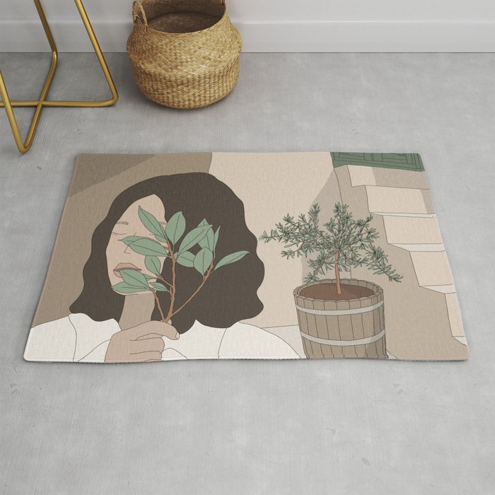 Woman with an olive branch Rug