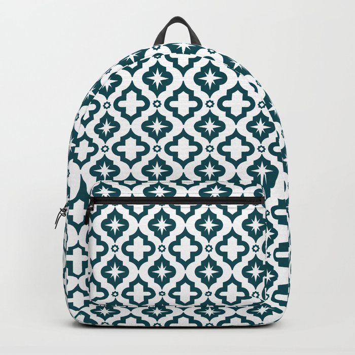 Teal Blue Ornamental Arabic Pattern Backpack