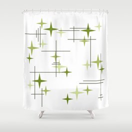 Mid Century Modern Stars Chartreuse Green Shower Curtain